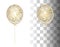 3d realistic white shine transparent helium balloon with golden