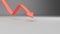 3d red arrow down on grey background