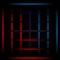 3d red and blue fading neon light elements, grid on black background. Futuristic abstract pattern. EPS 10
