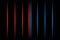 3d red and blue vertical fading neon light elements on black background. Futuristic abstract pattern.