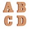 3D red brick alphabet - letters A-D