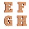 3D red brick alphabet - letters E-H