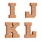 3D red brick alphabet - letters I-L