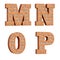 3D red brick alphabet - letters M-P