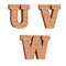 3D red brick alphabet - letters U-W