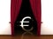 3d Red curtain, open and Euro sign