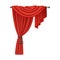 3D red curtains with elegant silk folds fabric pattern, drapery and hanging cord with tassels