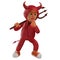 3D Red Devil Cartoon Character showing a serious expression