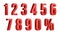 3D Red Discount Numbers Vector. Percent. Numbers From 0 to 9