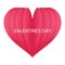 3D red heart with valentine phrase on white background