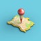 3D Red Pin on Map. Travel and Navigation Icon