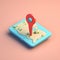 3D Red Pin on Map. Travel and Navigation Icon