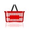 3D Red Plastic Supermarket Basket On White