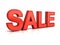 3d red sale word over white background with reflection and shadow