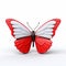 3d Red And White Butterfly With Santa Hat On White Background