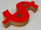 3d red and wood dollar sign