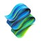 3d render, abstract artistic brush stroke, isolated on white background, paint splash, blue green ribbon, splatter
