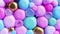 3d render, abstract background with assorted colorful bubbles and balloons stuck together. Simple geometric wallpaper