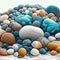 3d render of abstract background with colorful pebble stones. Generative AI