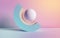 3d render, abstract background, pastel neon primitive geometric shapes, ball, arch, simple mockup, minimal design elements