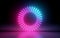 3d render, abstract background, round screen, ring, glowing dots, neon light, virtual reality, volume equalizer interface, hud