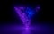 3d render, abstract background, ultraviolet triangle shape, glowing dots, screen pixels, neon lights, virtual reality, laser show