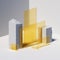 3d render, abstract background with white concrete broken stone blocks and yellow square glass pieces. Modern minimal showcase