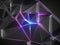 3d render, abstract black metallic faceted crystal background, pink blue glowing neon light, crystallized wallpaper, triangular