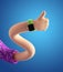 3d render, abstract cartoon character flexible wavy boneless hand, funny body part, like concept, thumb up gesture