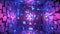 3d render, abstract fashion background, blue purple glowing neon cubes