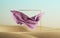 3d render, abstract fashion drapery flies above the sand dunes, silk fabric levitates above the ground, modern minimal background