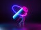 3d render, abstract futuristic geometric shape, cylinder with walking legs illuminated with neon light, glowing ring