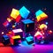 3d render of abstract geometric background with multicolored cubes. 3d illustration AI Generated