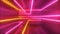 3d render, abstract geometric background, pink blue violet neon glowing lines, laser rays inside dark room, ultraviolet spectrum