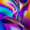3d render, abstract holographic foil background, modern fabric cloth with smooth folds, iridescent rainbow wallpaper