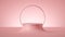 3d render, abstract minimal futuristic pink background, empty cylinder podium or round stage with round frame, blank showcase