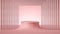 3d render, abstract minimal futuristic pink background, empty cylinder podium stage with square silver art deco frame