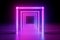 3d render, abstract neon background, fashion podium in ultraviolet light, performance stage decoration, illuminated night club