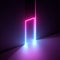 3d render, abstract neon background, violet pink vivid light. Glowing vertical line. Room entrance, arch, open door, gate, slot