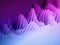 3d render, abstract paper shapes background, bright colorful sliced layers, purple waves, hills, equalizer