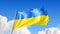 3d render, abstract patriotic background, silky waving blue-yellow ukrainian flag over the blue sky