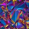 3d render, abstract pink blue gold polygonal faceted background, crystal structure, crumpled holographic metallic foil texture
