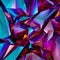 3d render, abstract pink blue polygonal faceted background, crystal structure, crumpled holographic metallic foil texture,