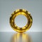 3d render, abstract primitive geometrical shape, shiny metallic yellow gold ring, round frame with copy space, glossy chrome