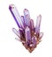 3d render, abstract purple amethyst crystals, faceted gem, geology, nugget, minerals collection,  isolated clip art