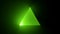 3d render, abstract simple green background with glowing triangle illuminated with the neon light. Geometric shape, blank