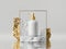 3d render, abstract skin care cosmetics presentation. Blank dispenser bottle placed on rough cobblestone pedestal. Minimal package