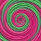 3d render, abstract twisted spiral pink green background