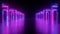 3d render, abstract violet neon geometric background, lines glowing in ultraviolet light, long corridor, road, ground reflection,