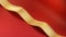 3d render, abstract wavy golden ribbon isolated on red background